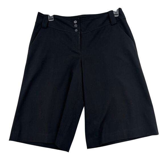 Ann Taylor Loft Capri Bermuda Shorts Marisa Fit Size 10 Black Cotton Stretch - Picture 1 of 9